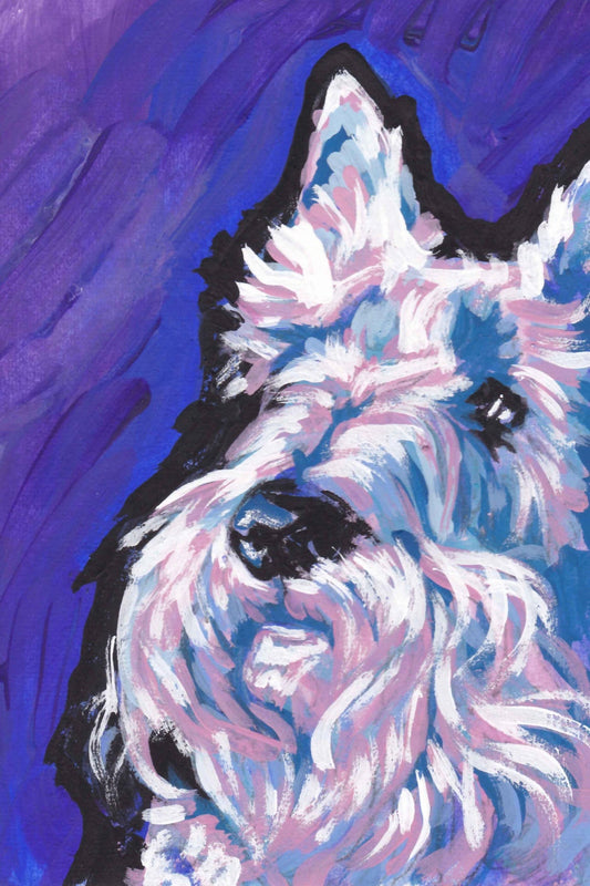 white Scottish Terrier Scottie art print pop dog art bright colors 13x19" LEA