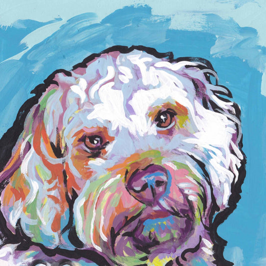 Cockapoo art print of  pop dog art painting bright colors 8x8