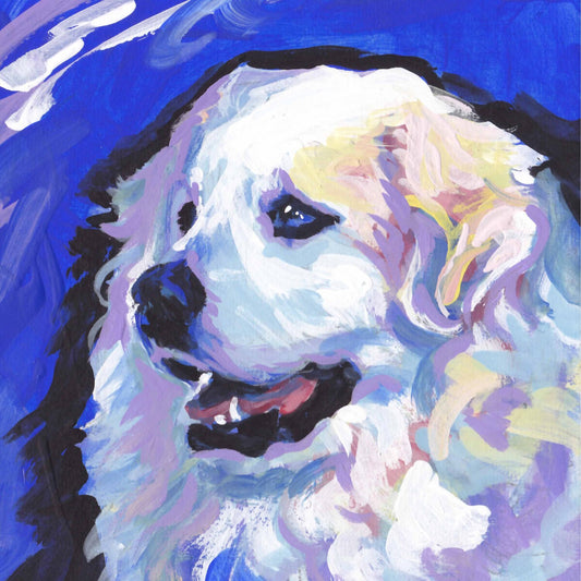 Great Pyrenees dog art print of painting pop dog portrait art bright colors 8x8"