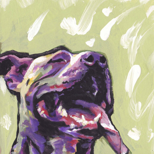 pitbull pit bull terrier giclee print of pop art dog painting bright colors 8x8 rescue me