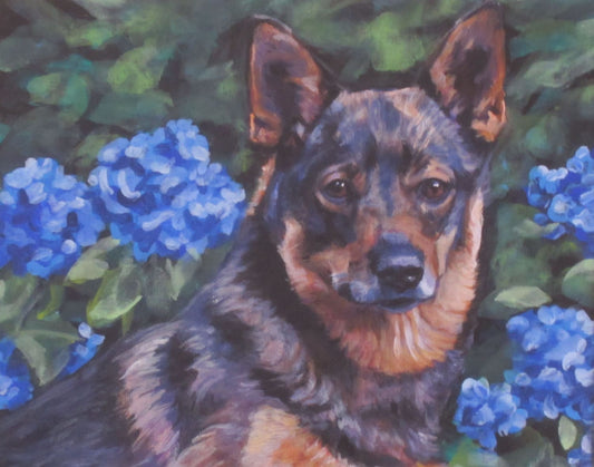 Swedish Vallhund portrait CANVAS print of LA Shepard painting 11x14 dog art