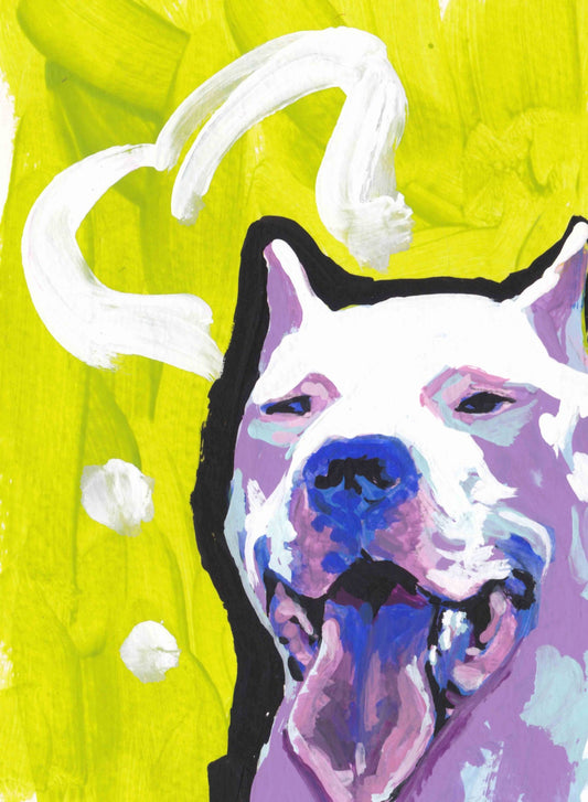 Dogo Argentino portrait art print of pop dog painting bright colors 13x19