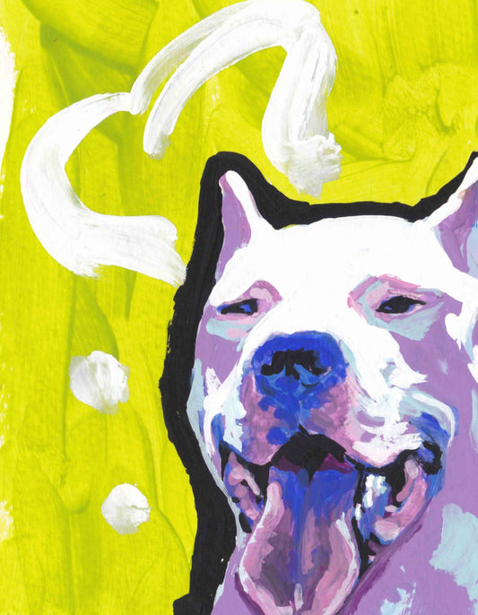 Dogo Argentino portrait art print of pop dog painting bright colors 8.5x11