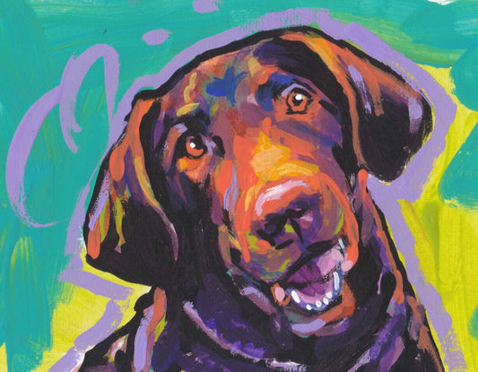 CHESAPEAKE BAY RETRIEVER dog portrait art print of modern pop art painting bright colors 8.5x11"