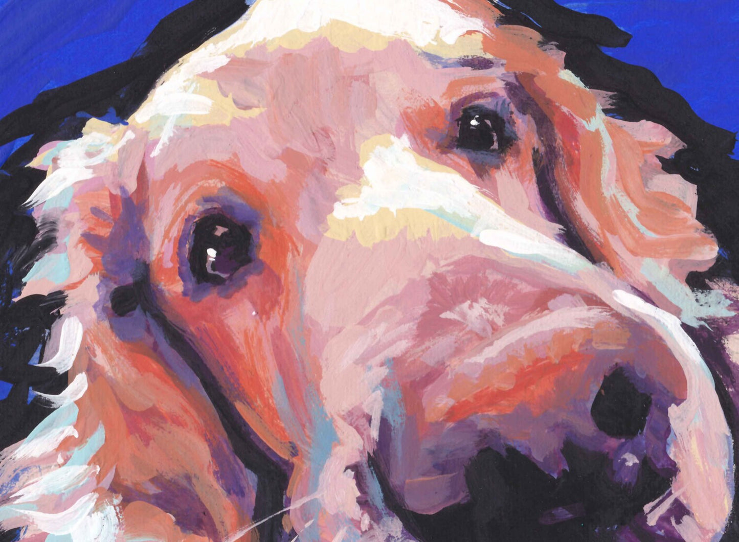 GOLDEN Retriever DOG portrait PRINT of pop art painting bright colors 8.5x11