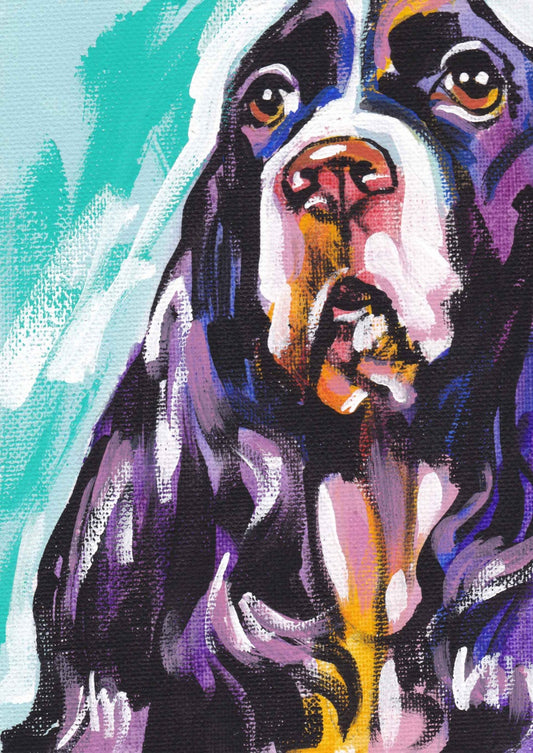 English Springer Spaniel art print pop dog art bright colors 8.5x11"