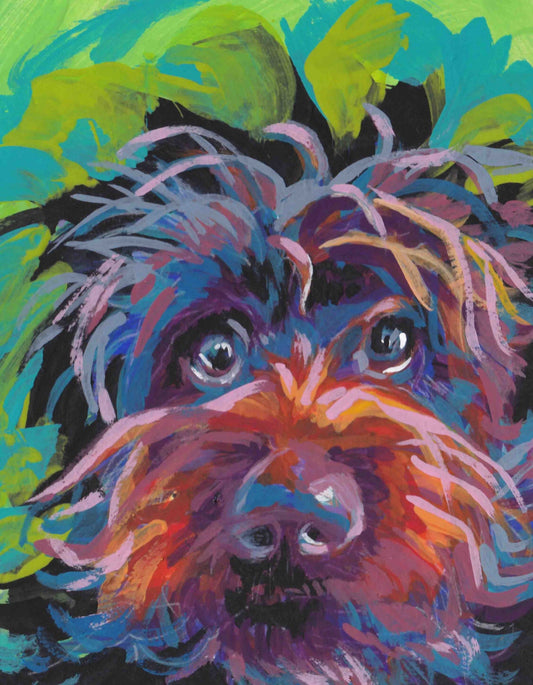 Wirehaired pointing griffon print of pop art dog painting bright colors 8.5x11"