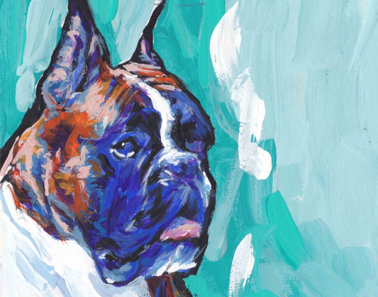 Brindle Boxer Dog art print of modern  pop art painting 13x19" LEA