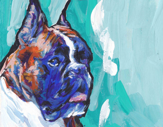 Brindle Boxer Dog art print of modern  pop art painting 8.5x11" LEA