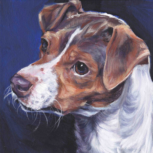 Brazilian Terrier dog art CANVAS print of LA Shepard painting 8x8 portrait