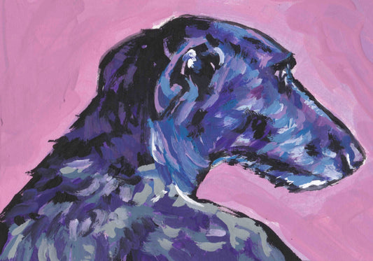 Scottish Deerhound portrait art PRINT of modern Dog pop painting bright colors 8.5x11