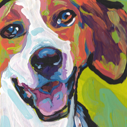AMERICAN FOXHOUND dog art PRINT of pop art painting 8x8