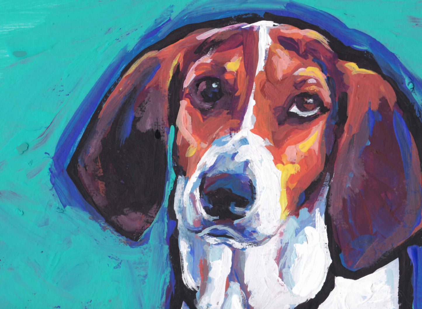 Treeing Walker Coonhound portrait PRINT of modern colorful pop dog art painting 13x19