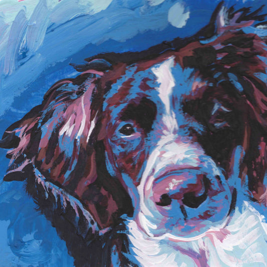Brittany Spaniel portrait art print modern Dog pop art bright colors 8x8