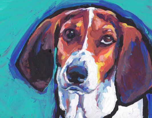 Treeing Walker COONHOUND DOG portrait PRINT of pop art painting 8.5x11