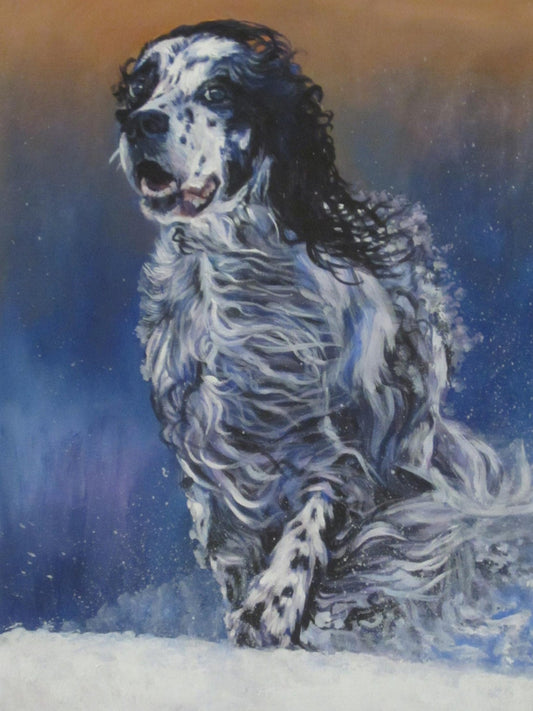 English Setter DOG ART PORTRAIT canvas print of LAShepard painting 8x10"