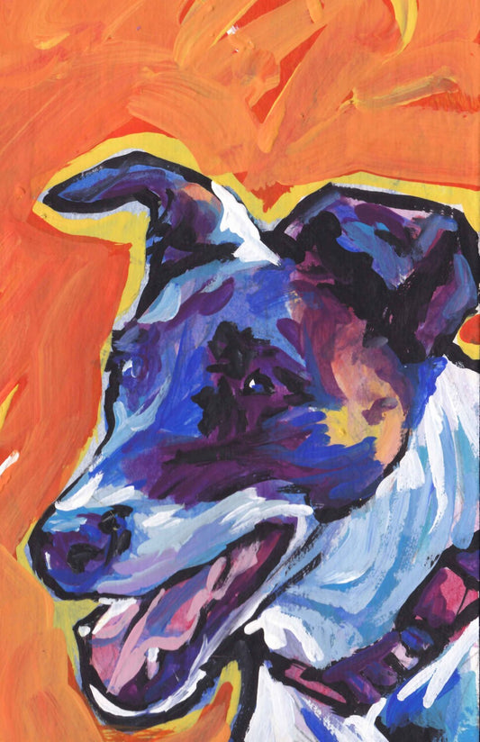 Smooth Fox Terrier art print of modern Dog pop art painting bright colors 11x17