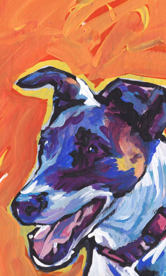 Smooth Fox Terrier art print of modern Dog pop art painting bright colors 6x10
