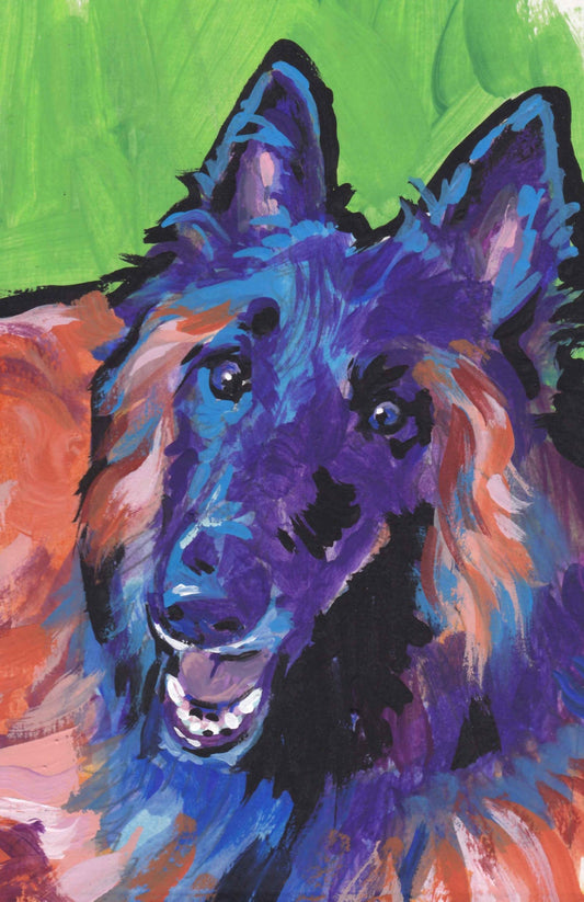Belgian Tervuren portrait giclee print of painting pop dog art bright colors 13x19" LEA