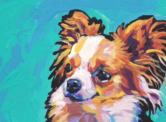 long haired CHIHUAHUA portrait DOG art PRINT of pop art painting 13x19