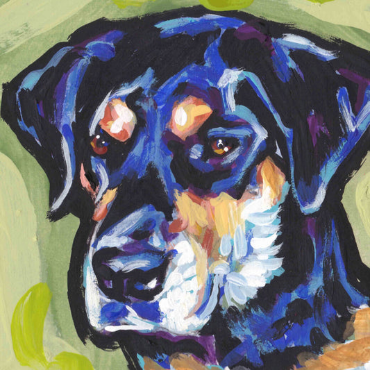 Rottador labrottie art print of pop art dog painting bright colors 8x8" LEA