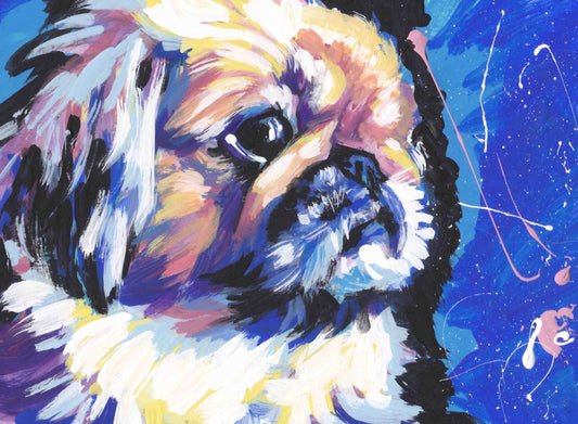 Pekingese Dog art print modern pop art bright colors 13x19"