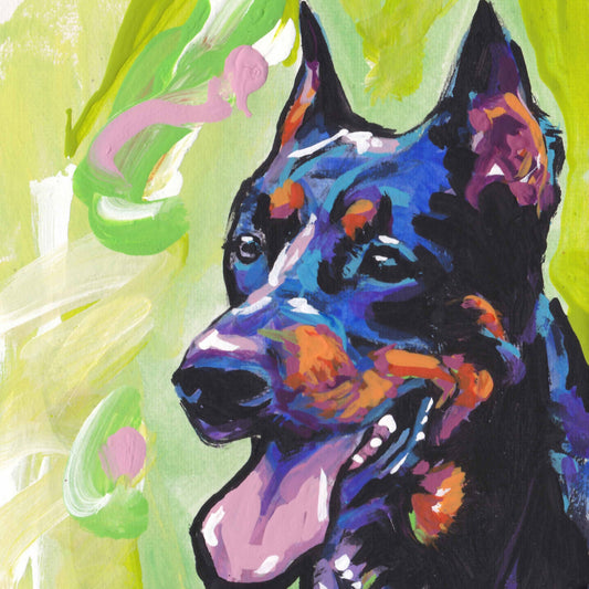 Beauceron dog art print of dog pop painting art bright colors 12x12 LEA