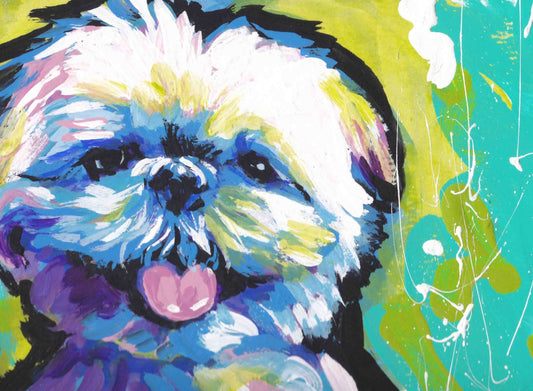 Shih Tzu Dog art print of modern pop art painting bright colors 13x19