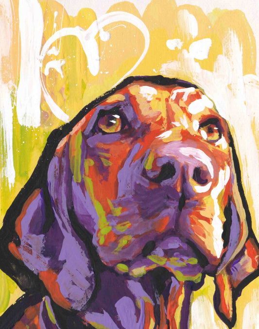 Hungarian Vizsla modern Dog art print of pop dog art painting bright colors 8.5x11" LEA