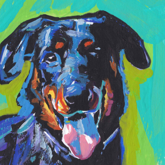 Beauceron dog art print of pop art painting  bright colors 12x12 LEA