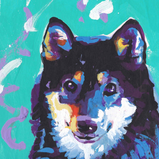 SHIBA INU dog art portrait PRINT of modern pop art painting 8x8