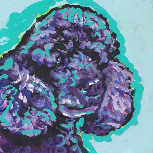 black poodle dog art print of pop art painting bright colors 8x8