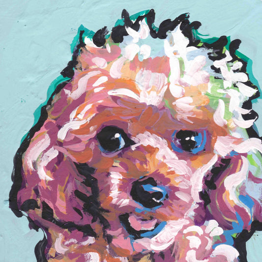 toy poodle print of pop art dog painting bright colors 8x8