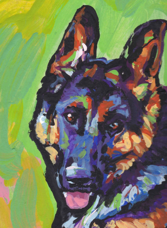 GSD German Shepherd DOG ART print of pop art painting 13x19