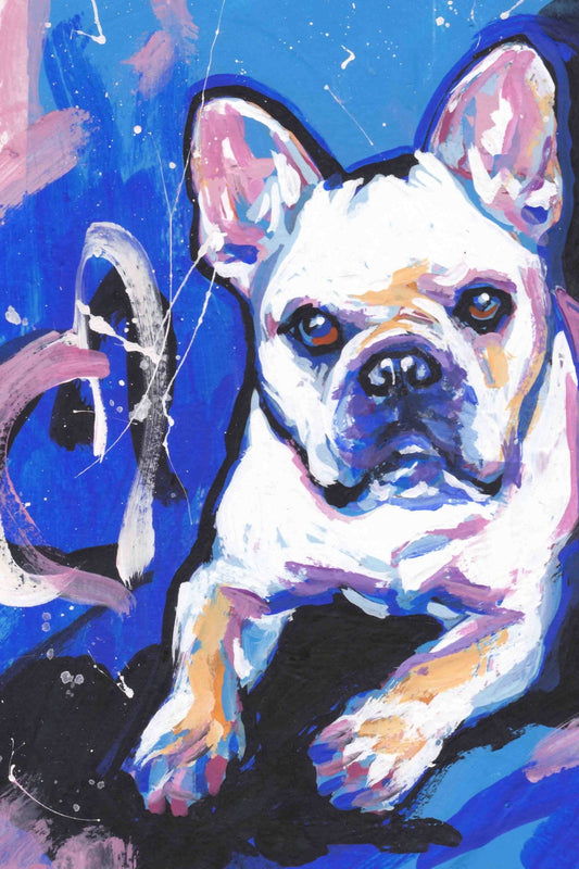 French Bulldog print of pop dog art painting bright colorful frenchie dog portrait 8.5x11