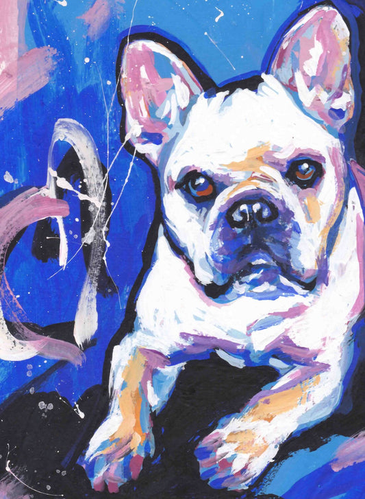 French Bulldog print of pop dog art painting bright colorful frenchie dog portrait 13x19