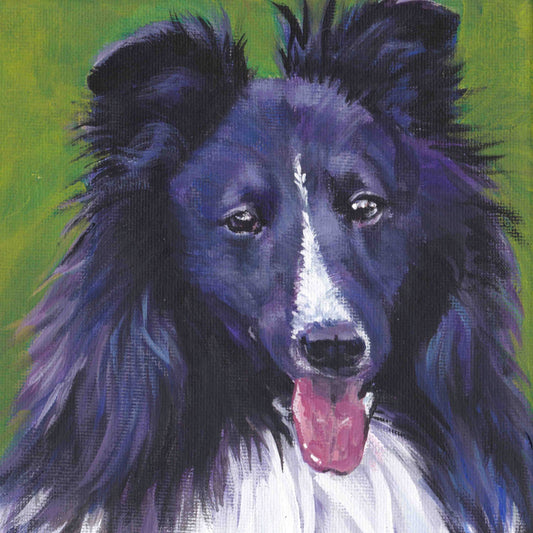 Shetland Sheepdog SHELTIE DOG PORTRAIT art canvas print of LAShepard painting 12x12"