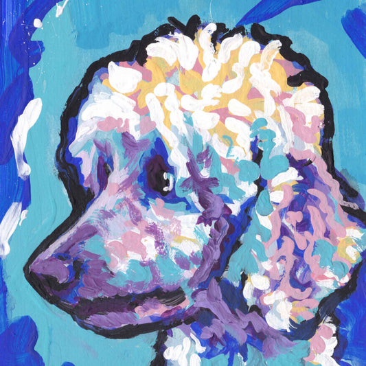 standard POODLE colorful print of pop art dog painting bright colors 8x8
