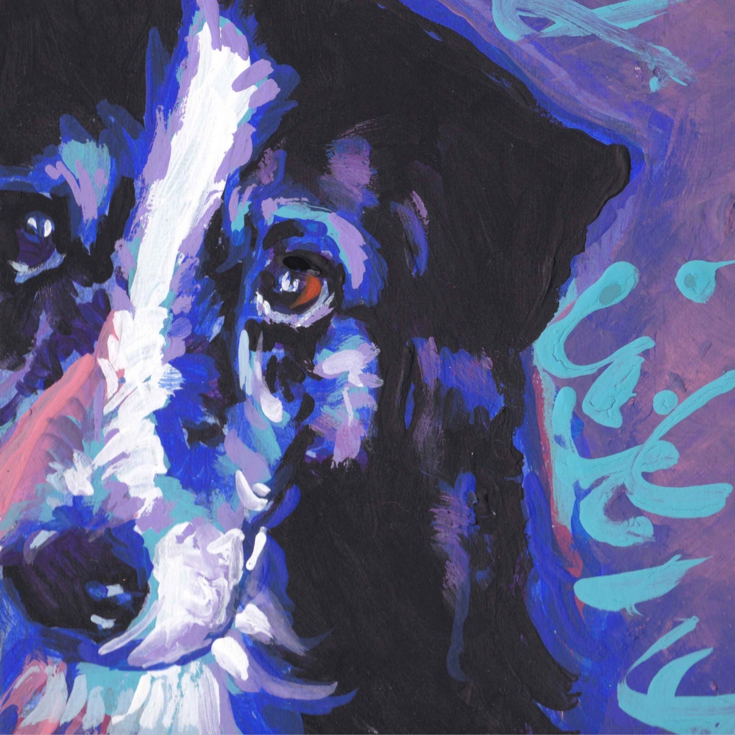 border collie art print of pop art dog painting bright colors 12x12 LEA