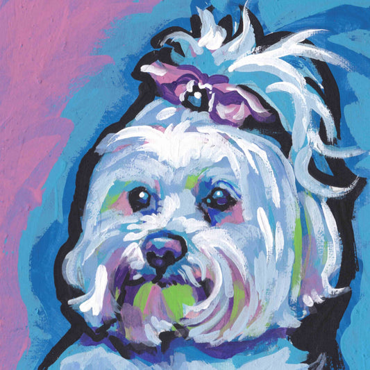 Maltese portrait art print of pop art painting bright colors 12x12"  LEA