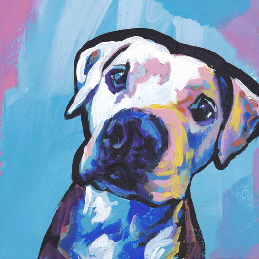 pitbull pit bull terrier giclee print of pop art dog painting bright colors 12x12