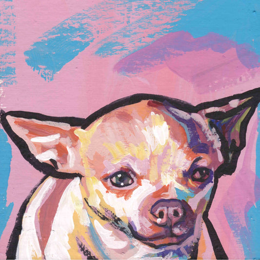 short haired  Chihuahua modern Dog art print pop dog art bright colors 8x8" LEA