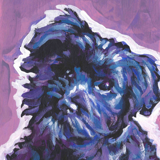 black Havanese portrait print of pop art dog painting bright colors 8x8"