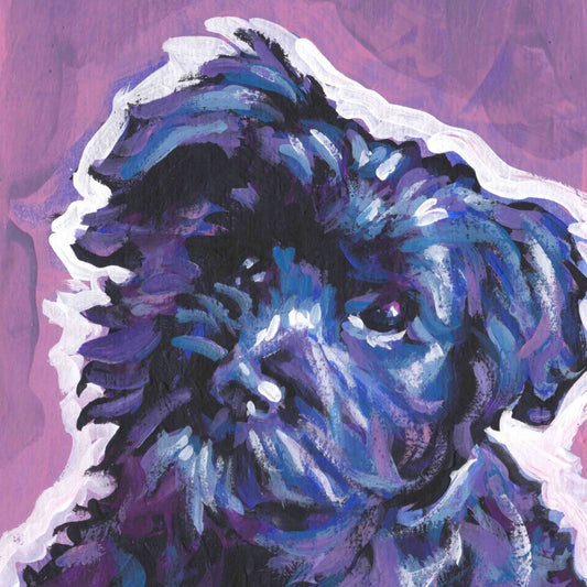 black Havanese portrait print of pop art dog painting bright colors 12x12"