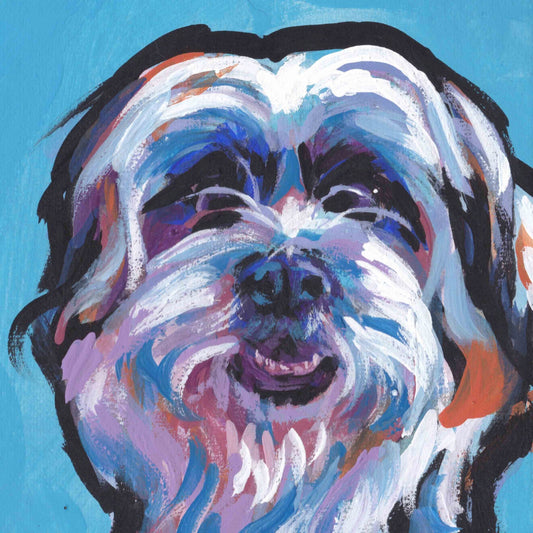 Shih Tzu dog portrait art print of pop art Painting bright colorful dog art 12x12