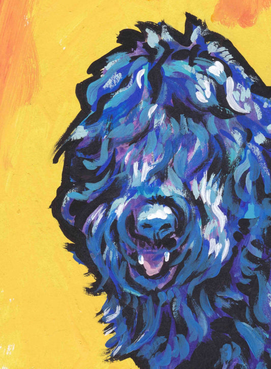 Black Russian Terrier dog portrait print of pop art Dog painting bright colors 13x19 BRT blackie