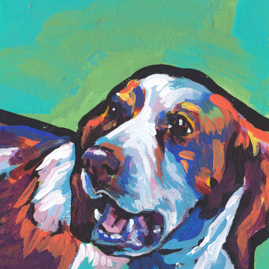 Brittany Spaniel art print of modern Dog pop art painting bright colors 12x12
