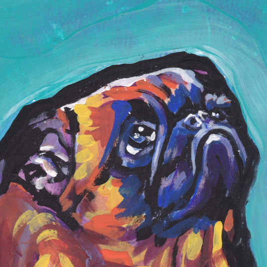Brussels griffon portrait print of pop dog art painting bright colors 12x12" Petit Brabancon
