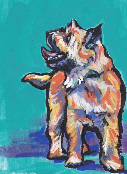 Cairn Terrier Dog art print of pop art painting bright colors 13x19 inch