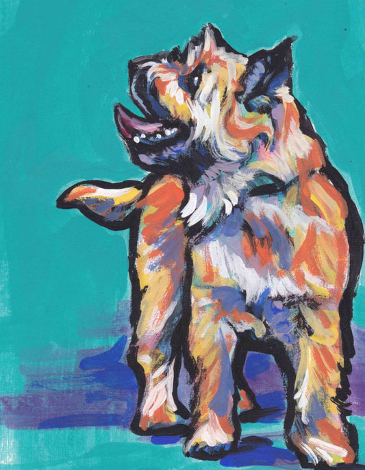 Cairn Terrier Dog art print of pop art painting bright colors 8.5x11"